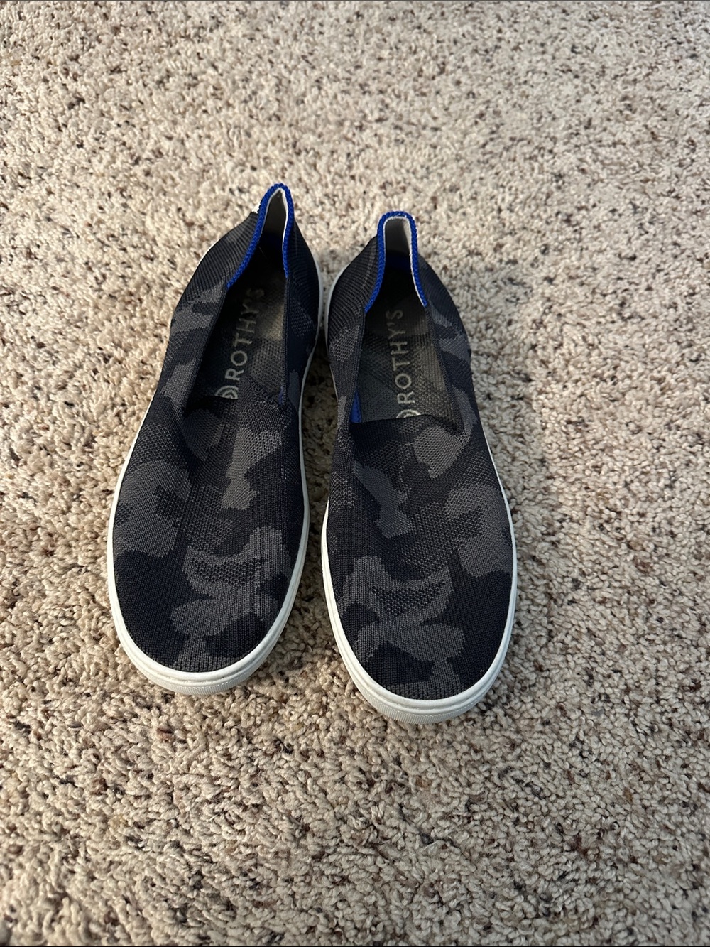 Rothy's Black and Gray Camo Slip-On Sneakers women’s size 6.5